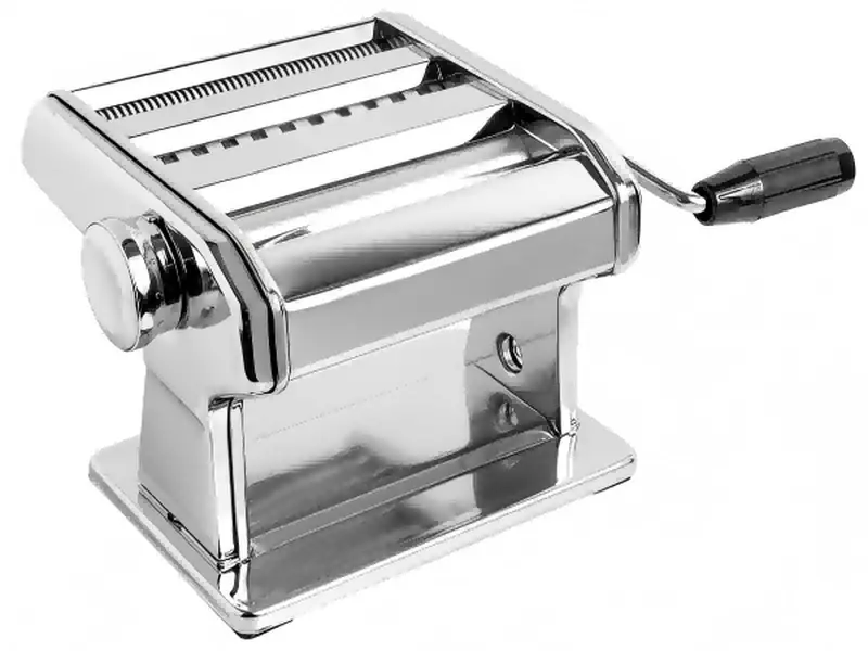 Manual Pasta Maker Machine Stainless Steel Adjustable Thickness Noodle Roller Cutter with Handle & Clamp for Homemade Spaghetti, Fettuccini, Lasagna, Dumpling Skins