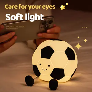 Soccer Night Light for Boys, Light Up Football Lamp, Dimmable Rechargeable Silicone, Home Decor, Birthday Christmas Gifts for Kids