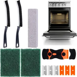 Heavy Duty Oven Cleaner Tools, Oven Cleaning Accessories, Oven Cleaning Kit with Crevice Cleaning Brush, Razor  Scraper, Pumice Stone, Cleaning Rags