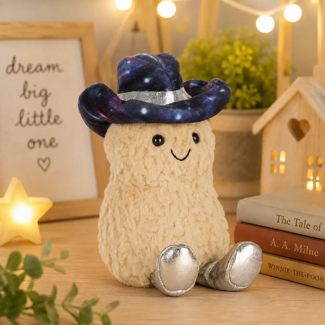 Jellycat Space Rodeo Peanut Plush  Soft Amuseables Peanut with Galaxy Cowboy Hat - Viral Jellycat Gift