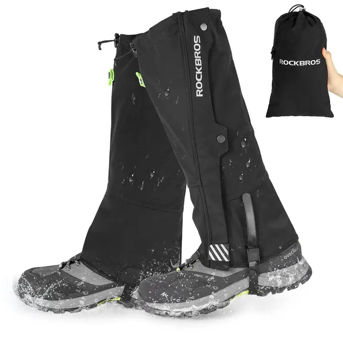 ROCKBROS Snow Boot Leg Gaiters - Waterproof Outdoor Gaiters with Protection, Adjustable Straps Tailor the Fit, Waterproof Zip Makes Entry Smoother for Winter Sports
