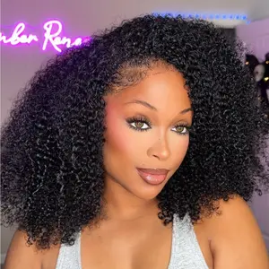 【4C Edges】UNice Glueless Flip Over 3/4 Half Kinky Curly Wig with Drawstring  No Leave Out Natural Hairline Beginners Friendly Human Hair Wigs