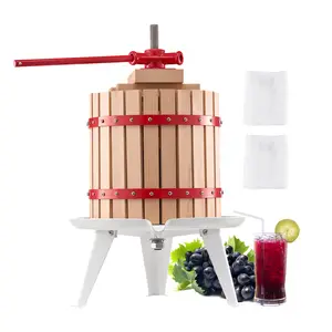 VEVOR 3.2 Gal/12L Fruit Wine Press,  Solid Wood Basket with 8 Blocks, Heavy Duty Manual Juice Maker, Cider Apple Grape Tincture Honey Olive Oil Making Press with Handle for Kitchen, Home