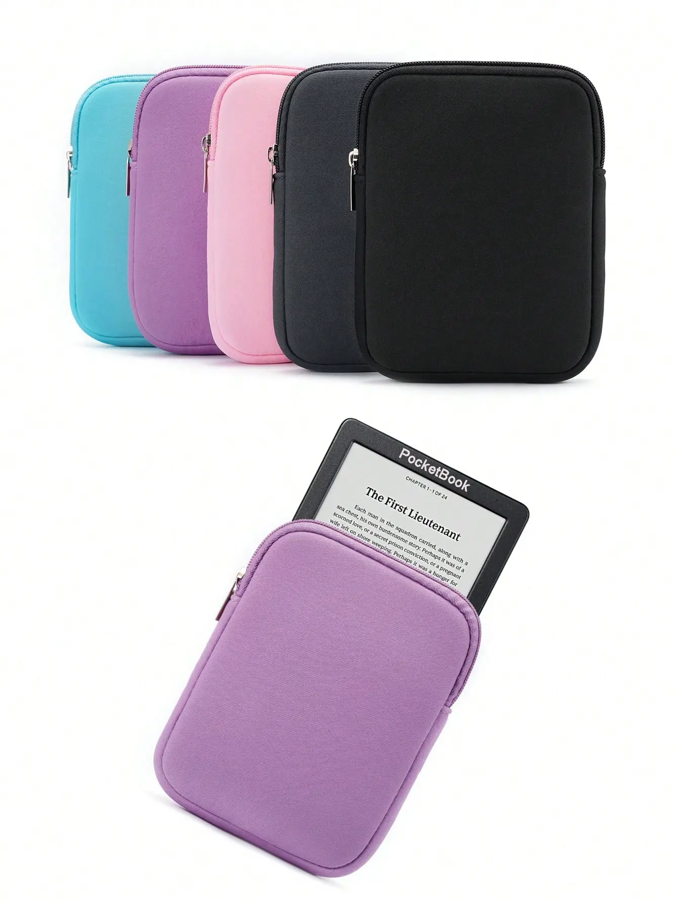 6 In Universal E-Reader Inner Sleeve, Solid Color Protective Case Compatible with 6" Kindle Paperwhite, Pocketbook, Kobo Nia, Clara 2E, Nook & Similar Devices