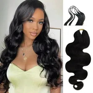 100% Human Hair Body Wave Knotless Pre-Separated Crochet Hair feather crochet human hair extensions for Women Natural Color 16 Inch 120g bundles quick weave
