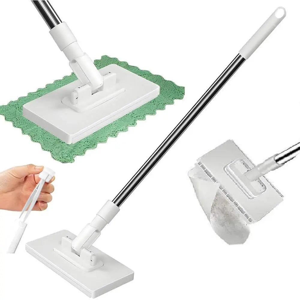 Snap Grip Mini Flat Mop - Clean Floors Solution, Hands-Free Cloth Changing, Automatic Push-Pull Handle, 360-Degree Rotating, Self-Wringing, Retractable Gap Dust Cleaner for Lazy Cleaning Hacks Wet Dry Whole House Floor Care