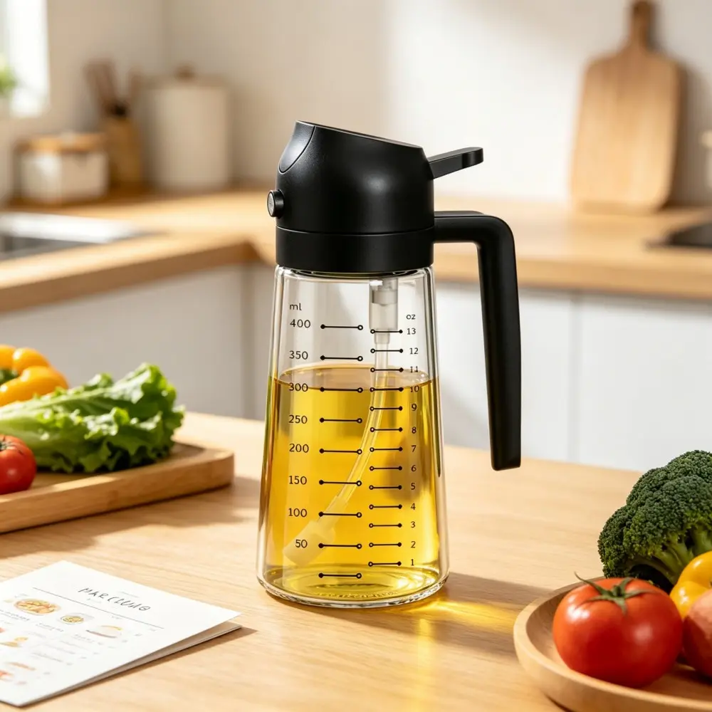 Versatile Oil Bottle Dispenser & Sprayer, Glass Kitchen Oil Container with Adjustable Pump, Leak-Proof for Olive Oil, Vinegar, Cooking Essentials Multi-Color Set Leak-Proof Dual-Function Oil Dispenser