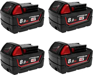 【FathersDayGift】2/4/Pack 8.0Ah M18 Battery for Milwaukee Tools – Lithium Replacement for Electric Hammer, Impact Wrench, Circular Saw, Chain Nailer Gun, and Small Household Tools, High-Capacity Power for Job Site & Home Use