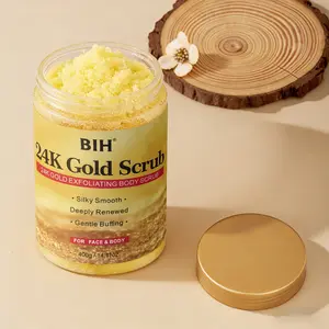 24k Gold Exfoliating Body Scrub 300g, Brightening Skin, Hydrating Moisturizing, Physical Exfoliation, Smooth Soft Skin, Gift for Family