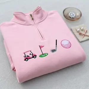 Embroidered Golf Girlie Quarter Zip Sweatshirt: Golf Lover's Crewneck