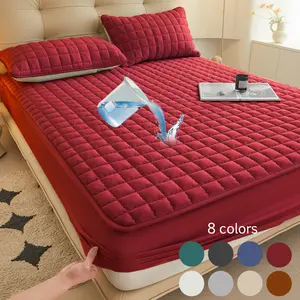 [bedok] 1pc Waterproof Mattress Protector Twin/Full/Queen/King Soft Breathable Elastic Fitted Sheet Style Bed Cover for Kids, Pets, Elderly, Adults Noiseless Deep Pocket Mattress Pad for Home, Guest Room, Dorm, Hotel Waterproof Bedding Sheet