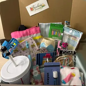2 Bundle Teacher Gift Box - 24 Classroom Items Including Stickers Pens Pencils Sticky Notes and Accessories Perfect for Teachers