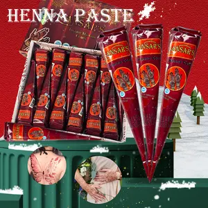 Henna Tattoo Kit (12 Cones,25g Each)- Natural, Fresh, Vibrant Color LongLasting Henna bulk Tattoo Cone Set Bag of henna powder for skin OrganicHenna Cone for Beginners Mehndi Stencils