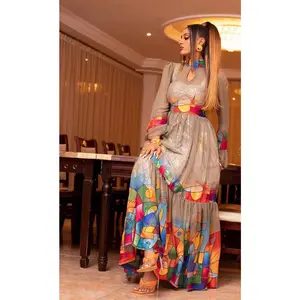 Ethiopian Eritrean Habesha Grey Chiffon Dress