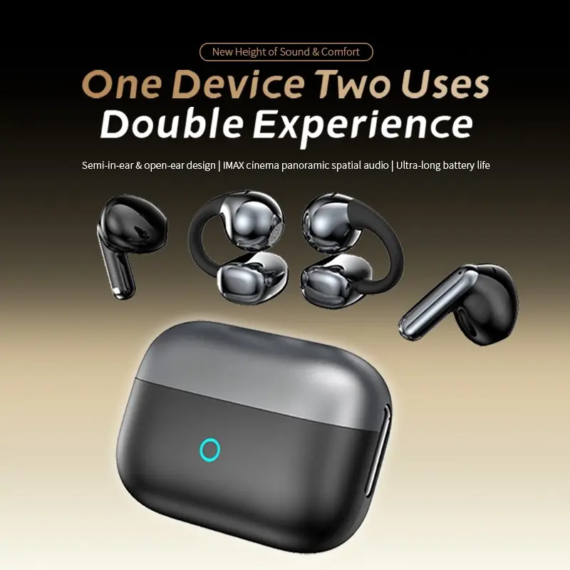 G46 Dual Earbuds 2-in-1 Wireless Headphones, One Charging Case with In-Ear & Clip-On Earbuds, Perfect for Couples, Long Battery Life, Bluetooth 6.0, Comfortable Fit, HD Stereo Sound for Music & Calls, Compatible with Android & iOS