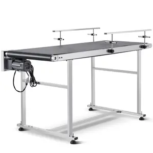 VEVOR Belt Conveyor, Summervibes,Summervibes, 59 x 23.6 inch Conveyor Table, Heavy Duty Stainless Steel Motorized Belt Conveyor for Inkjet Coding Applications Powered PVC Belt Anti-Static Adjustable Speed (Double Guardrail)