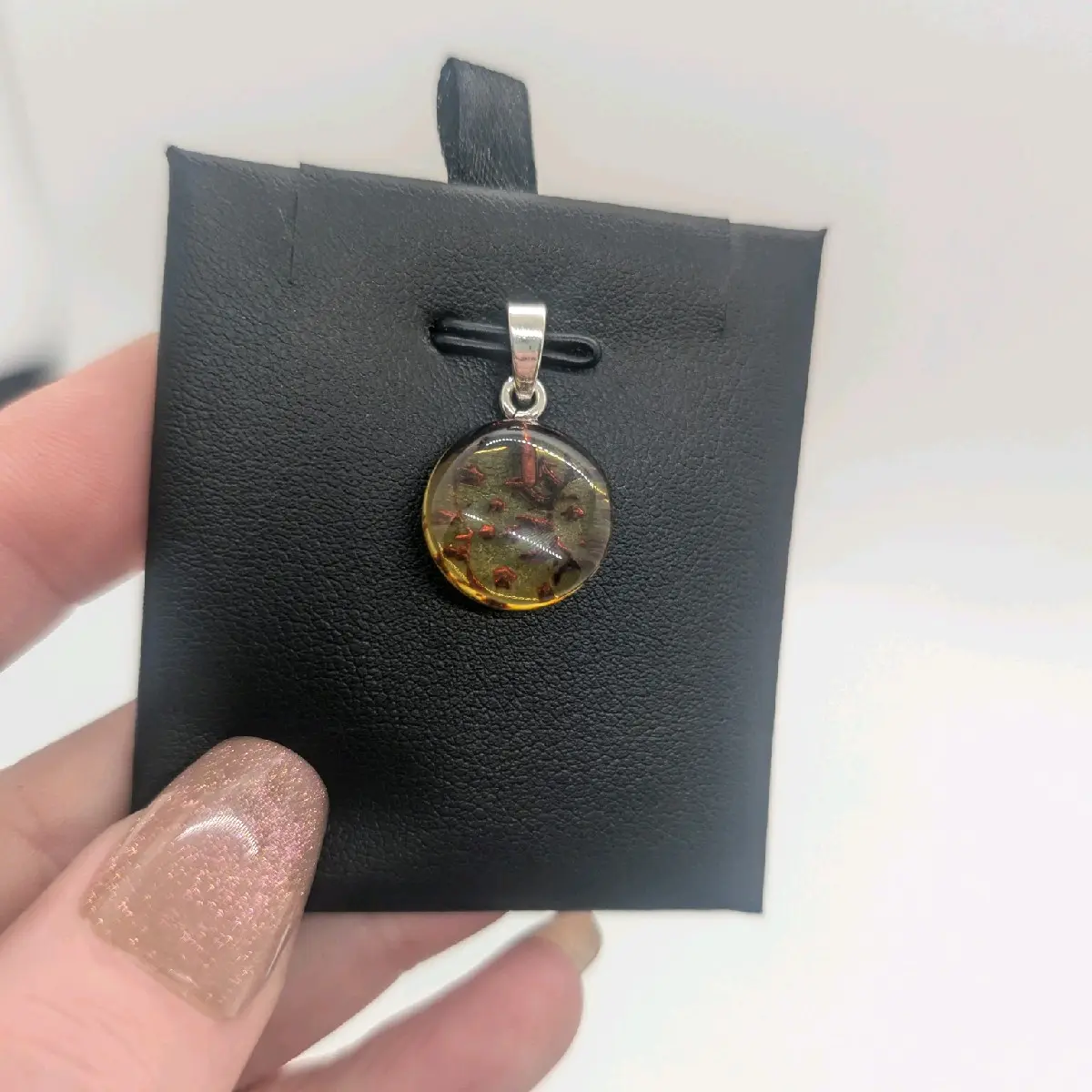 Sterling Silver Baltic Amber Sun and Moon Cameo Pendant