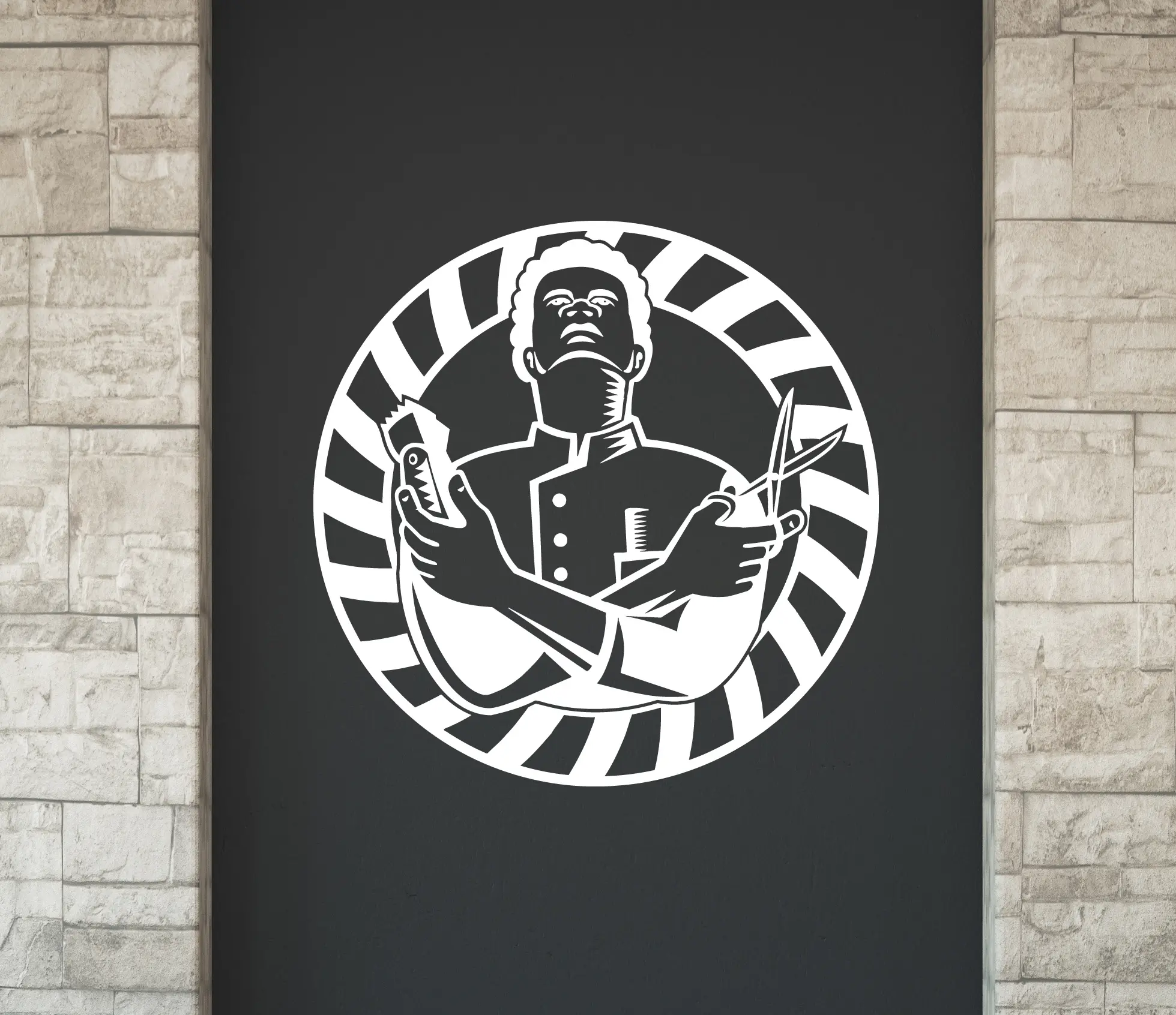 Barber Shop Wall Decal - Hair Salon Window Decal, Mans Salon Wall Sticker - Business Logo n016 Decor Decorative Vinyl