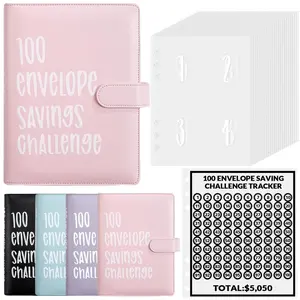 100 Envelope Challenge Binder, Save $5,050 the Easy & Fun Way – Complete Cash Envelope System for Budget Tracking, Perfect for Home Office or School savings book