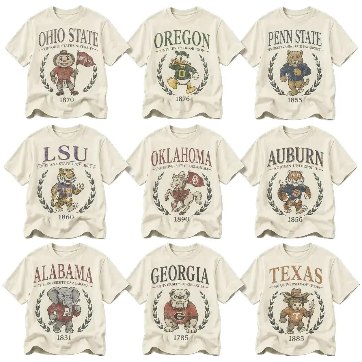 [FREE SHIP] Vintage College Football Mascot T-Shirt White Retro Tee