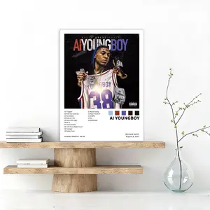YoungBoy-AI YoungBoy - Music album cover, retro canvas poster, classic hip-hop rap art print, suitable for bedroom, office, living room, cafe or dormitory decoration, Modern Home Decoration, dormitory birthday gift/Christmas/New Year's gift, frameless.