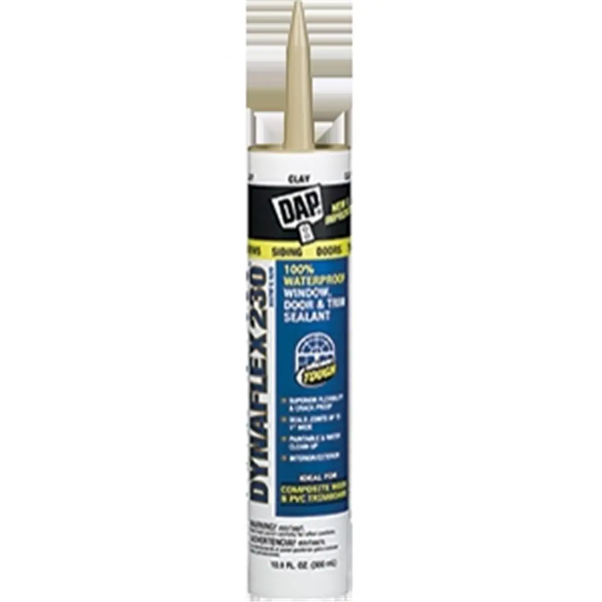 DAP 18416 10.1 oz. Silicone Elastomeric Latex Clay Bond Sealant - 230 Dynaflex Formula, Flexible, Strong, Liquid Adhesive Silicone