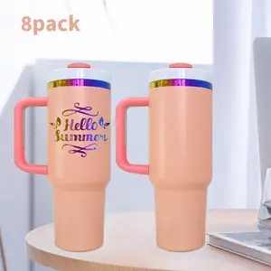 4/8/12 Pack USA Warehouse H2.0 40oz Powder Coat Orange Rainbow Plated Tumblers for Laser Engraving Drinkware Flasks