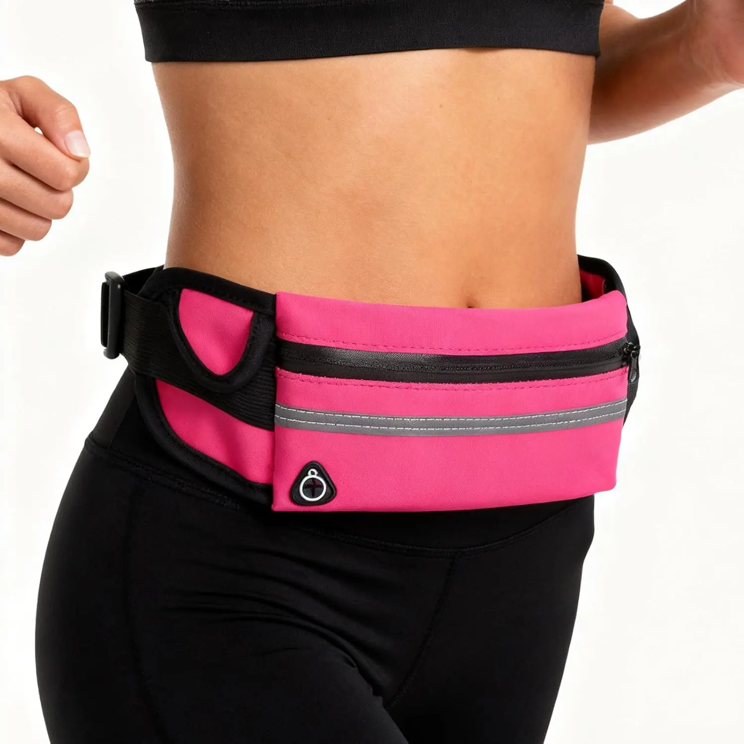Unisex Solid Adjustable Sport Waist Pack with Reflective Details for Jogging, Training, Running, Accessories, Activewear, Runners Waist, Unisex For All, Handsfree Carry, Waist Band
