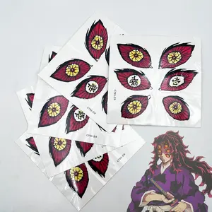 Anime kimetsu no yaiba Twelve Kizuki Kokushibo Cosplay Tattooing Terror Eye Waterproof Fake Tattoo Sticker Halloween Accessories