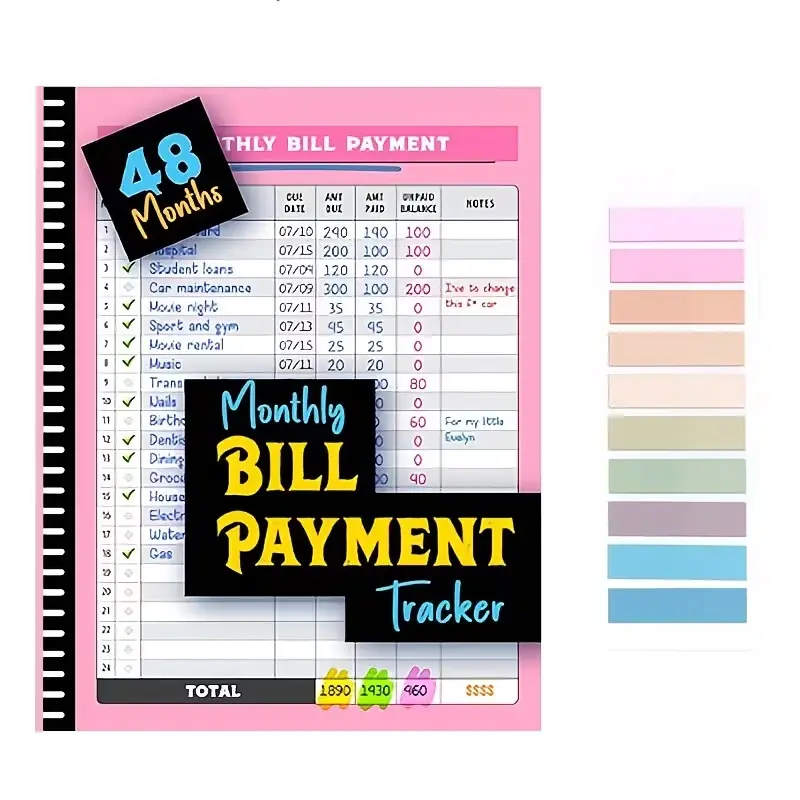 48-Month Paper-Based Financial Planning Notebook - Household Use Monthly Financial Organizer with Printed Pages, Household Expenditure List, Overview Section, Monthly Bill Payment Tracker to Manage Finances Efficiently