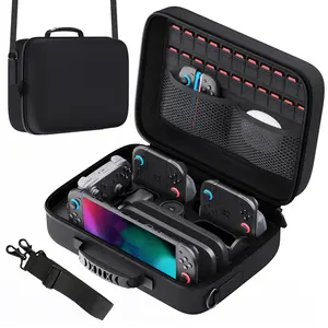 WABCEI Black Hard Shell All-in-1 Carrying Case for Nintendo Switch 2 - Portable Dustproof Storage Bag with 22 Game Card Slots, Large Space for Switch 2 Accessories