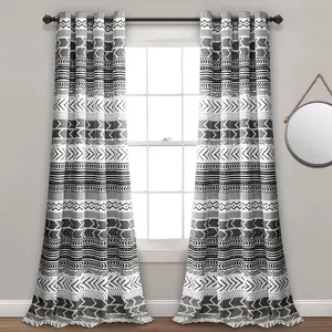 Lush Decor Hygge Geo Light Filtering Window Curtain Panel Set 2-Piece 52"W x 84"L/95"L Geometric Stripes Room Decor Blinds for Bedroom Living Room