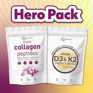 Micro Ingredients Hero Pack: Multi Collagen Peptides Powder & Vitamin D3 K2 10000IU Softgels