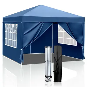 【Father's Day Gift】Outvita 10 Ft X 10 Ft Straighted Legs Folding Pop-up Canopy with Two Doors & Two Windows & Carry Bag Summervibes
