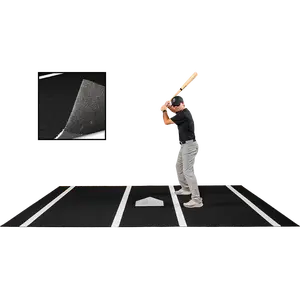 6 × 12 Proball Baseball Hitting Mat - Black Nylon, Painted Plate, Urethane-Coated Backing