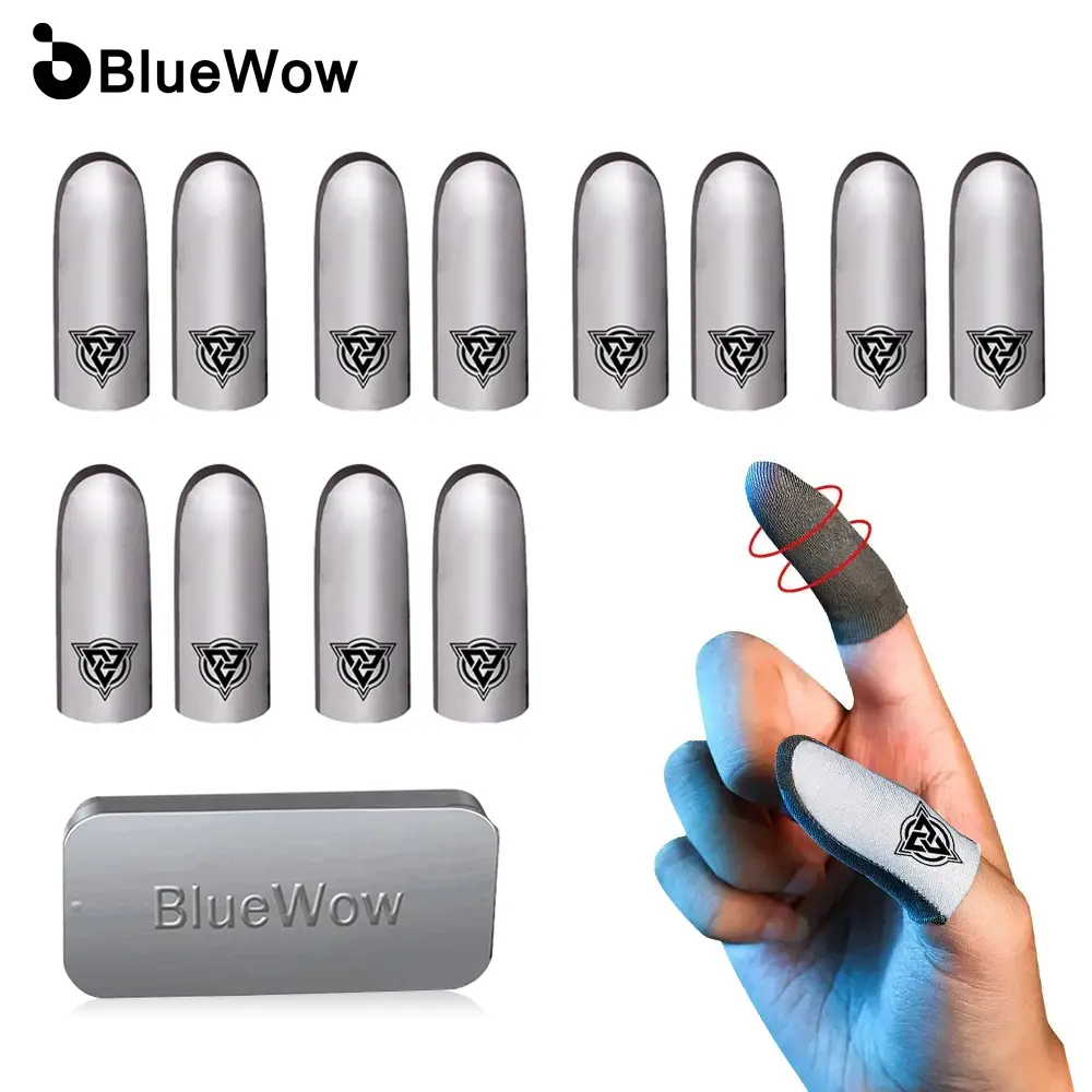 BlueWow Mobile Gaming Finger Sleeves Ultimate Precision & Comfort, Anti-Sweat Breathable, Thumbs Finger Gloves Cover Sleeve, SuperConductive SilverFib