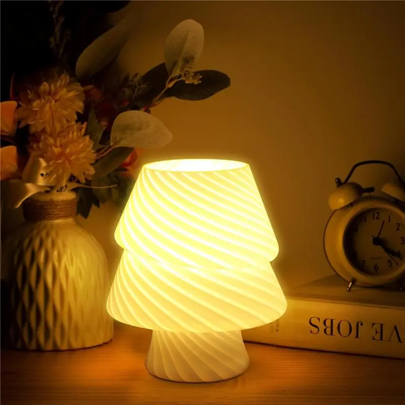 Table Lamp, Christmas Tree, Glass Desk Tree Lamp, Replaceable 9W Warm Light Bulb Included, Perfect Decor for Bedroom, Living Room, Christmas