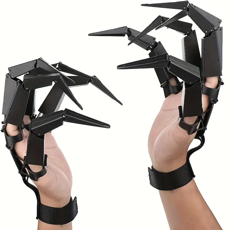 Unisex 2-Piece Halloween Retractable Devil's Finger Claws - 3D Printed Party Props for Cosplays, Halloween Costumes, Witch & Ghost Scene Accessories
