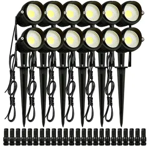 【FathersDayGift】 VEVOR Landscape Lighting, 6W Low Voltage LED Landscape Lights, IP66 Waterproof Landscape Spotlights Yard Lawn Garden Pathway Outdoor Lights 12V 24V 450LM Warm White 3000K (12 Pack with Connectors)