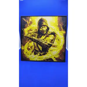 Hellfire Ninja Warrior Lithograph – 8×8 PLA Art with Frame & Stand
