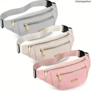 3PCS Waterproof Adjustable Fanny Packs, Waist Pouch for Sports & Travel