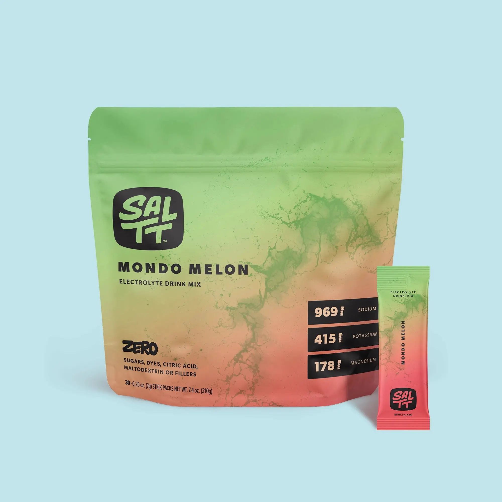 SALTT Mondo Melon Electrolyte Drink Mix - Sodium, Potassium, Magnesium - 30 Packets