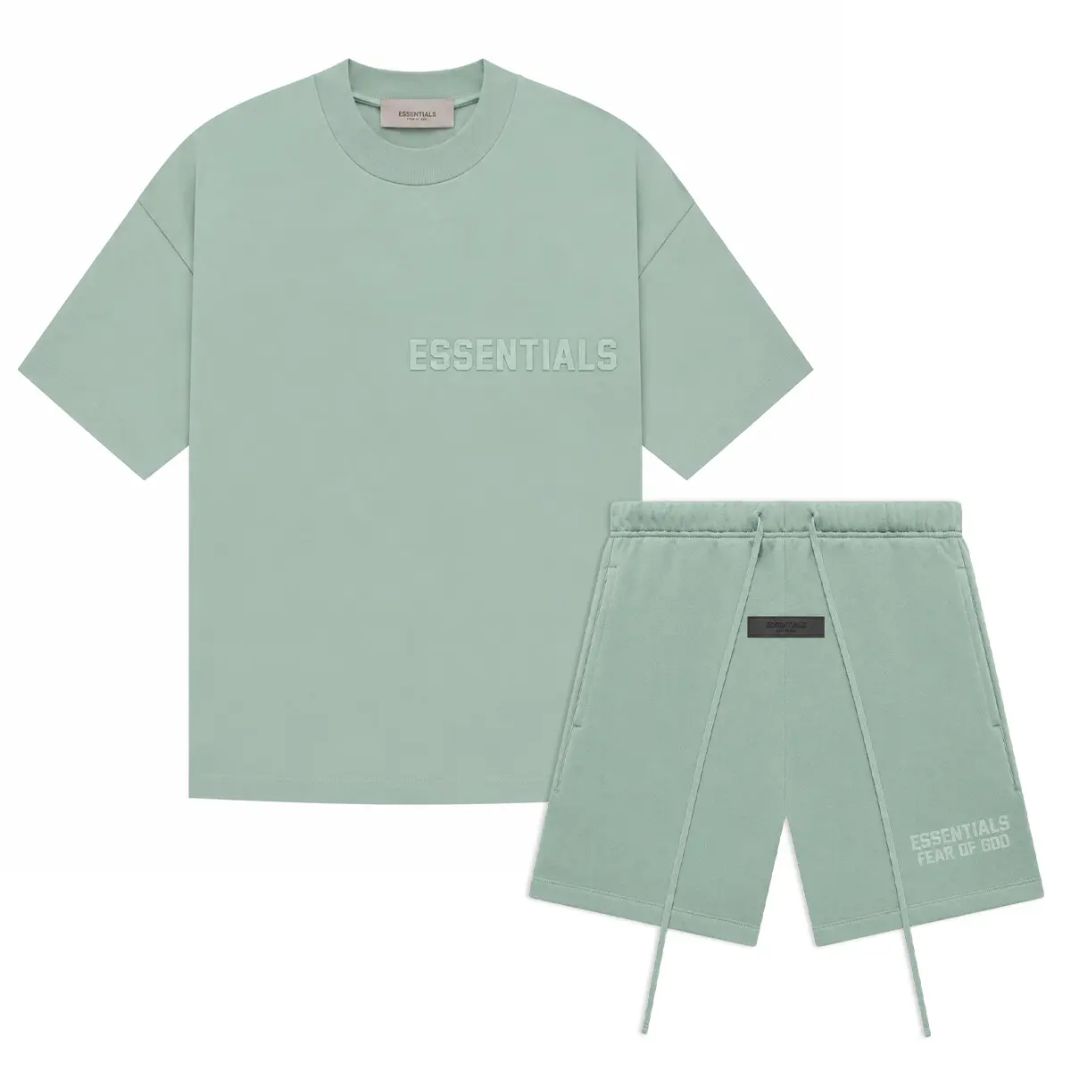 (One Set) Fear of God Essentials Short-Sleeve Sycamore Tee and Shorts (One Set) Fear of God Essentials Short-Sleeve Sycamore Tee and Shorts