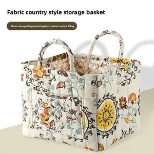Home storage basket in Korean pastoral style, portable underwear and miscellaneous items organizer, machine washable storage basket with handle