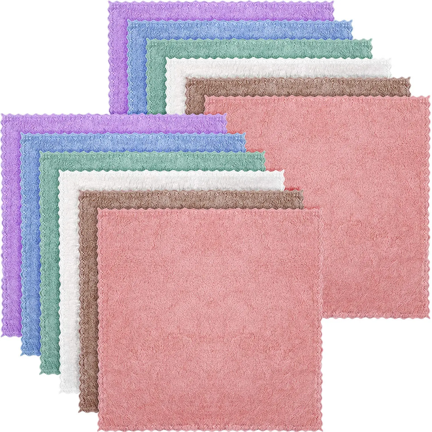 12 Pack Reusable Microfiber Face Wash Towels, Soft Colorful Set for Dry Skin, 10x10 Inch Cosmetic Cloths for Gentle Exfoliation, Cleanser