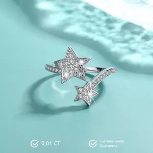 Twin Stars Moissanite Ring S925 0.01 CT - Round Cut - Lore Jewelry