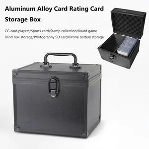 1 Count 2 Grid Dustproof Organizer with Lid and Handle Graded Card Storage Box - Aluminum Alloy Top Loader Card Brick Case for MTG/PKM/PTCG Sport Cards Compatible with 44 Card Slabs Fits PSA, CSG, BGS and Top Loaders Storage Bins with Lids