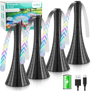 Rechargeable Table Fly Fans-Keep Flies Away with Soft Blades, 4 PCS - for Camping, Picnic, Fishing - Black - Party Essentials for Outdoor Picnics