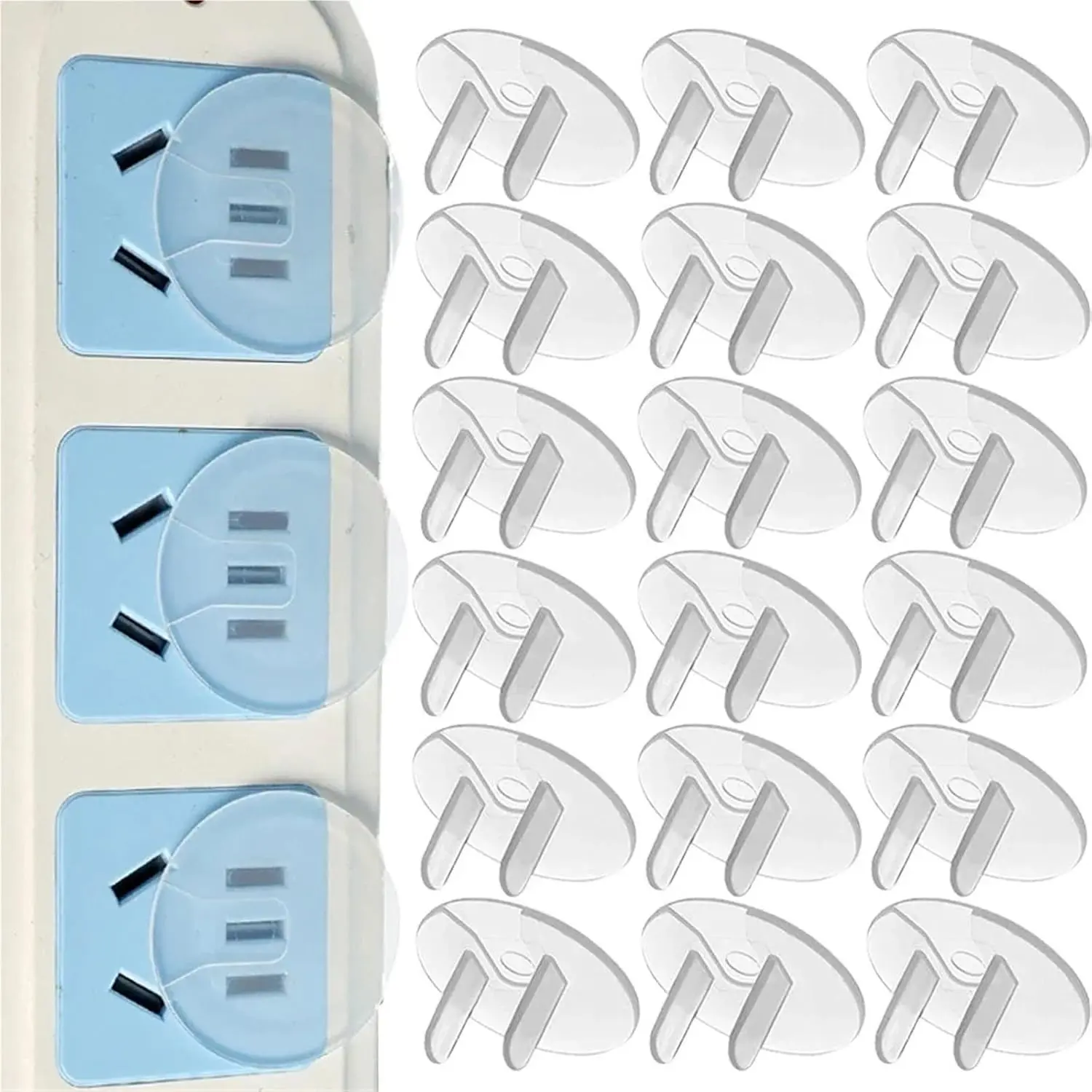 14pcs Plastic Transparent Childproof Electrical Outlet Covers, Firm-Grip Proofing Socket Protectors, Wall Plate Prong Power Safeguards for Home Safety Installation, 14 Pieces