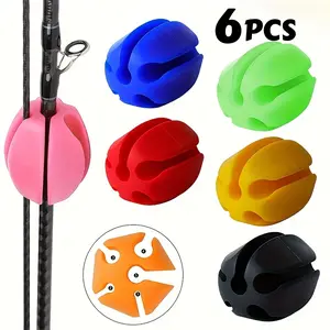 6-Piece Silicone Fishing Rod Holder Set, Multi-Functional Safety Grip Fisherman Accessories, Hook Ball Binding for Rod Organization & Protection, Fishing Gear Set, Fishing Organizer Accessory, Fishing Tools